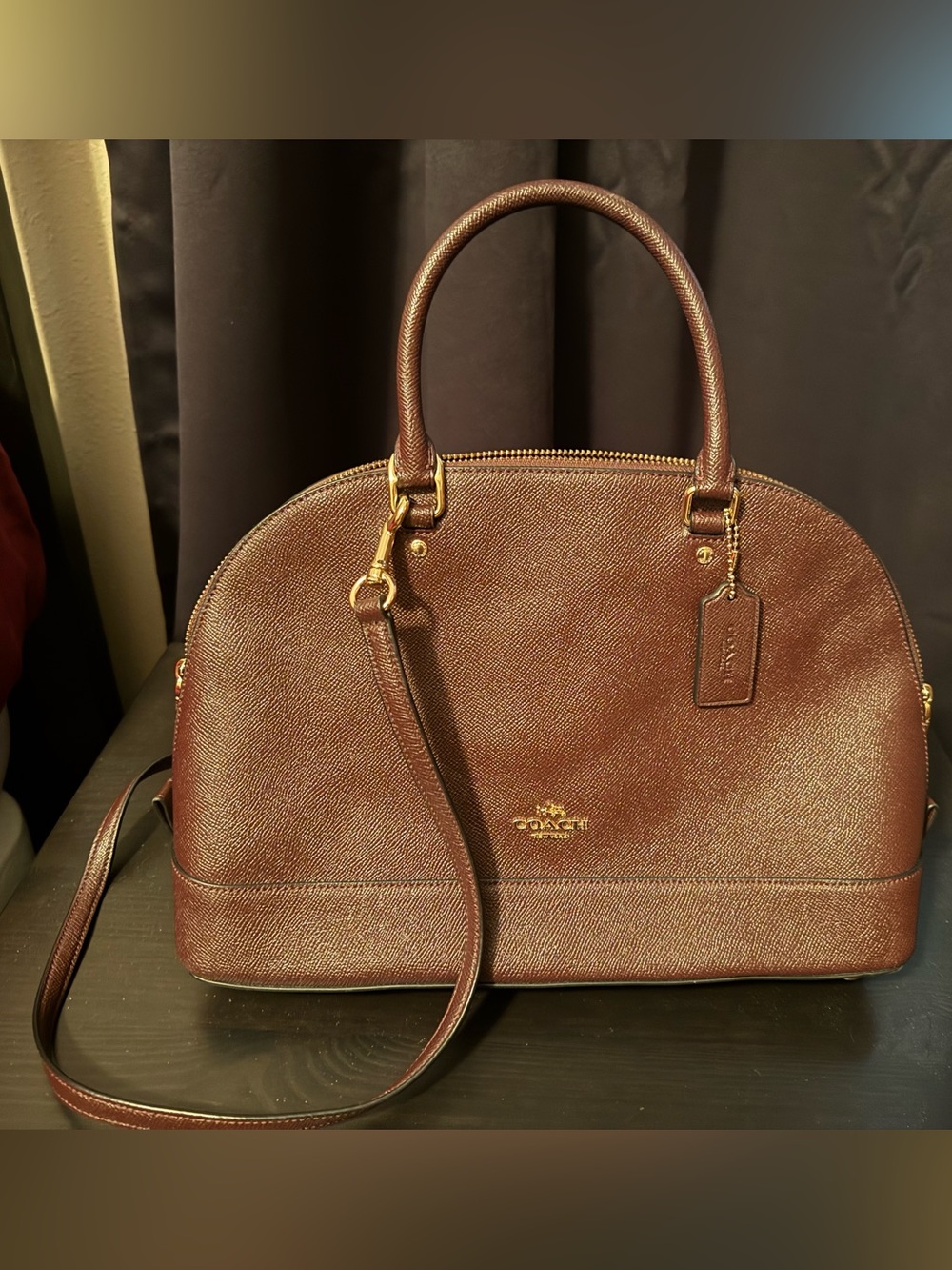 Coach Mini Sierra Burgundy Dome Satchel with Removable Strap